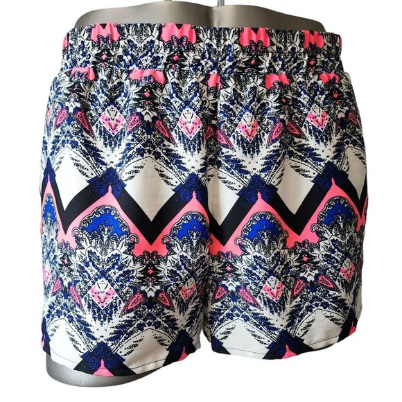 Women's Tea Rose Boutique Colorful Flowy Shorts XL Pockets Dressy Casual Pink Bl - Picture 1 of 6